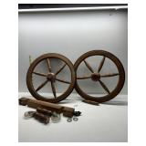 WOOD WHEELS W/ RUBBER WHEELS