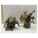 TWO BIRD FIGURINES BY BOB GUGE CEDAR WAX WINGS