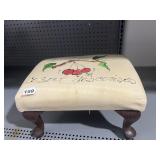CHERRY HAND PAINTED OTTOMAN W/ QUEEN ANNE LEGS 8"