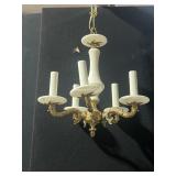 WHITE ALABASTER CHANDELIER 13" D X 12" D 37" X