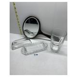 COVERED BUTTER AND MAGNIFYING MIRROR