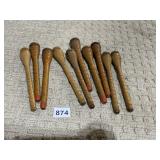 WOODEN BOBBINS QUILLS GROUP OF 10