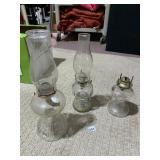 OIL LAMPS 3 AND 2 SHADES
