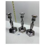 3 SILVER PLATE CANDLE STICKS