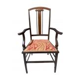 ANTIQUE ARMCHAIR WITH INLAY BACK TURNED ARMS