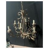 BROWN IRON LEAF DESIGNS CHANDELIER 6 ARM 26" D X