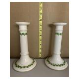 TWO MATCHING CANDLE STICK HOLDERS BY LIMOGES MADE