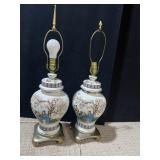 MATCHED PAIR OF ORIENTAL SCENE LAMPS