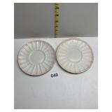 BELLEEK 5 SAUCERS 5.75" TWO BROWN MARK WITH