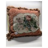 NEEDLEPOINT ROSE DESIGN ACCENT PILLOWS 19 INCH
