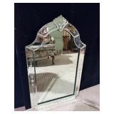 VENETIAN MIRROR WITH ETCHED TOP NICE DECORATION