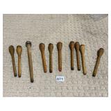 WOODEN BOBBINS QUILLS GROUP OF 10