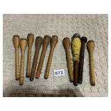 WOODEN BOBBINS QUILLS GROUP OF 10