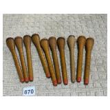 WOODEN BOBBINS QUILLS GROUP OF 10