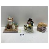 THREE CAT FIGURINES NO BOXES