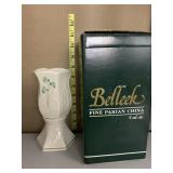 BELLEEK DOVE LAMP WITH SHAMROCK DESIGN IN