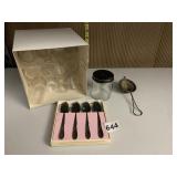 SILVER PLATE MINIATURE SPOONS, COIN HOLDER, DRINK