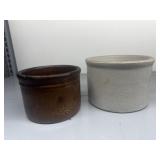 CROCK PLANTERS, 1 MARKED MOORE ON BASE 4" H