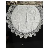 ROUND RAISED DESIGN PARLOR TABLE W/ HAND DONE