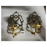 BRASS WALL SCONCES W/ CANDLE HOLDERS MADE IN