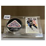 MARIO LEMIEUX HOCKEY PUCK AND CARD AUTOGRAPH