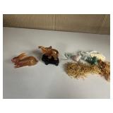 AGATE CARVED FIGURINES BUDDHA, RABBIT & ELEPHANT