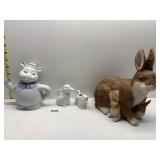 PIG TEAPOT DUCK CREAMER AND BUNNY CREAMER AND
