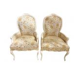 ACCENT CHAIRS WITH CREAM AND GOLD UPHOLSTERY IN