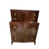 ANTIQUE MAHOGANY CHEST ON CHEST THREE LARGE DOOR