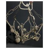 UNUSUAL HANDING BASKET WIRE W/ CONES AND ROSES