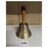 AMERICAN BRASS BELL WOOD HANDLE CHIANTEL FOUNDER