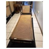 VINTAGE CANED SEAT AND BACK CHAISE CARVED WOOD