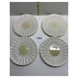 BELLEEK NEPTUNE YELLOW CENTER 4 6" SAUCERS