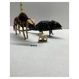 3 CARVED ANIMAL FIGURES ONE DAMAGE ON EAR