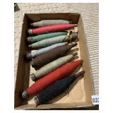 ANTIQUE WEAVING SPINDLE WITH THREAD