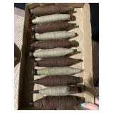 ANTIQUE WEAVING SPINDLE WITH THREAD