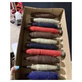 ANTIQUE WEAVING SPINDLE WITH THREAD