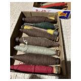 ANTIQUE WEAVING SPINDLE WITH THREAD