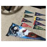 CARDINALS/STEELER PENNANT AND 8 SMALL PENNANTS