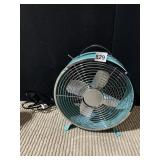 TURQUOISE SMALL FAN LOOKS UNUSED 10 INCH DIAMETER