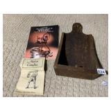 WOOD CANDLE HOLDER AND SPINNING BOOK