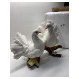 DOVES ON PERCH WOOD IN STYROFOAM BOX