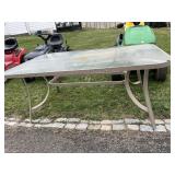 PATIO TABLE WAVY GLASS TOP 66 X40 WITH HOLE FOR