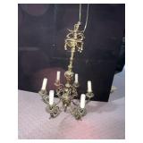 BRONZE CHANDELIER IMPRESSIVE 6 ARM W/ FLOWER