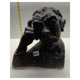 CARVED SCRATCHING HIS HEAD FIGURE 10" H