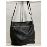 BLACK LEATHER COACH SHOULDER BAG AOD 9432 NEEDS