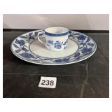 BLUE CANTON MOTTAHEDEK CUP AND PLATE