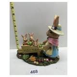 MAMA RABBIT AND HER CART OF BUNNIES SCULPTURE NEW