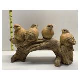 SPRING GATHERING GROUP OF FOUR BIRDS ON BRANCH