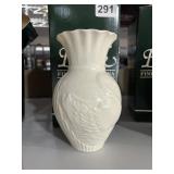RED MARK BELLEEK SWAN VASE W/ BOX